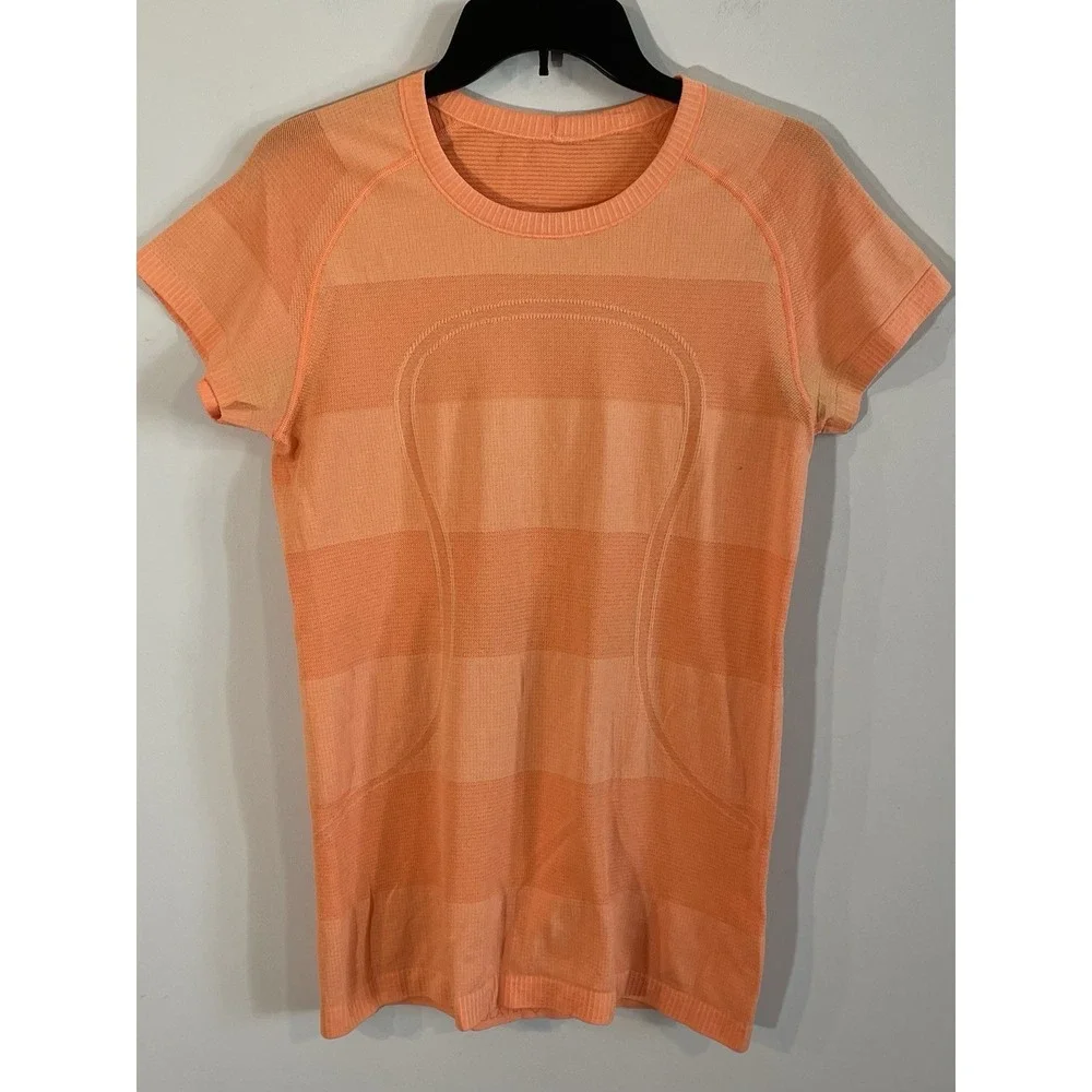 Lululemon Swiftly Tech Short Sleeve Top Orange Size 10 Seamless Athletic Running